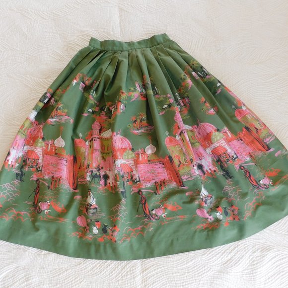 MCM Millworth Arabian Casbah 1950s midcentury novelty border print circle skirt - Picture 7 of 16